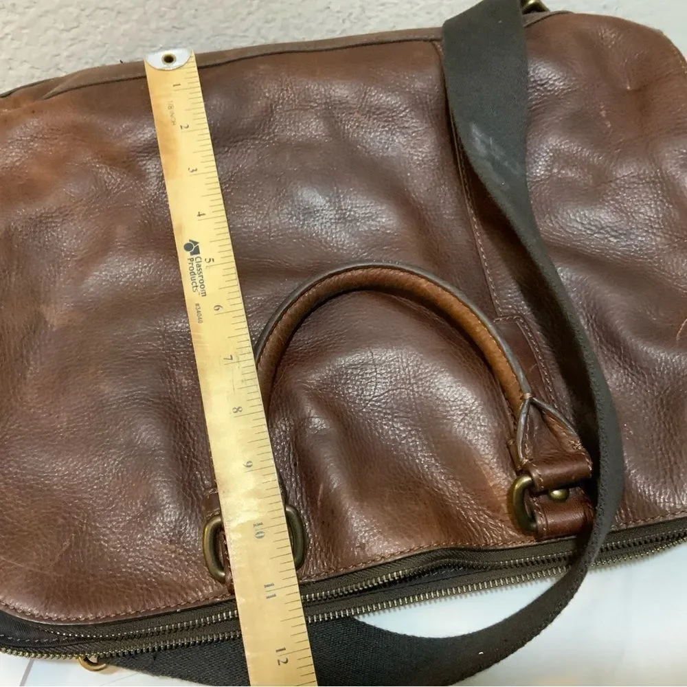 Fossil Briefcase Mens Brown Leather Bag Laptop Messenger